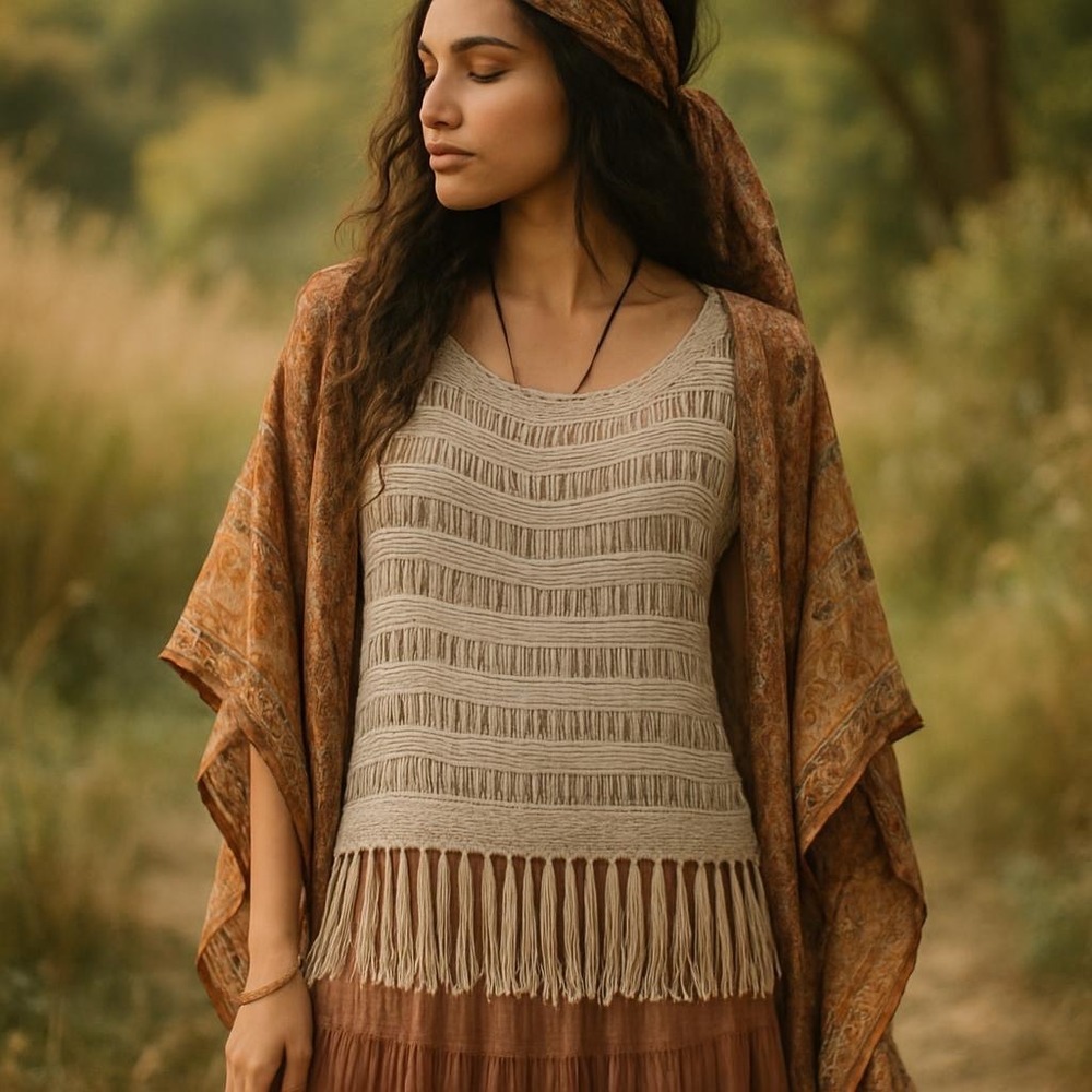 Cache Womens XS Beige Open Knit Fringe Sleeveless Top Boho Festival Tank